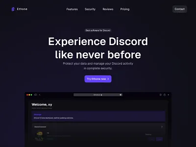 Ethone - Hero section dark theme design hero hero section landing landing page ui uiux web webdesign website