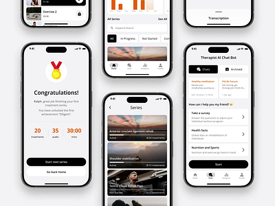 Mobile App UI/UX – Achievement Tracking & AI Health Support achievements ai ai fitness coach android animation ex app fit fitness fitness data fitness metrics health app ios mobile app mobile ui tracker ui ux virtual coach workout workout ui