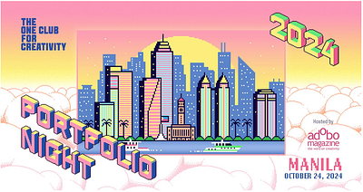 Portfolio Night 2024 Manila 8bit animation big pixel branding design illustration logo manila pixel pixel art pixel city quickhoney ui