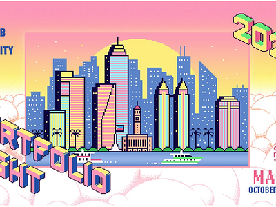 Portfolio Night 2024 Manila 8bit animation big pixel branding design illustration logo manila pixel pixel art pixel city quickhoney ui