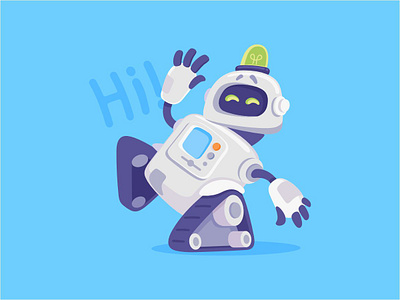 Hi character children flat hi illustration robot