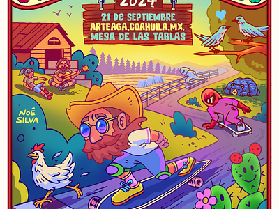 Mesa Longboard Festival character deign illustration longboard mexico