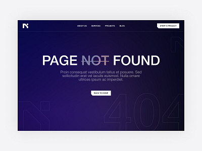 404 Not Found section for a creative agency app design graphic design typography ui ux