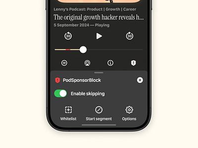 Like SponsorBlock, but for podcast apps adblock daily dailyui ios podcast ui