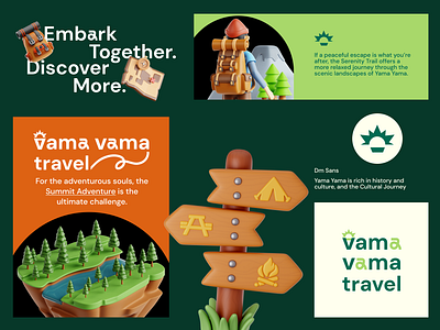 Vama Vama Travel 🛺 branding camping green logo logo logo design mountains retreat travel branding travel logo travelling trip trip logo