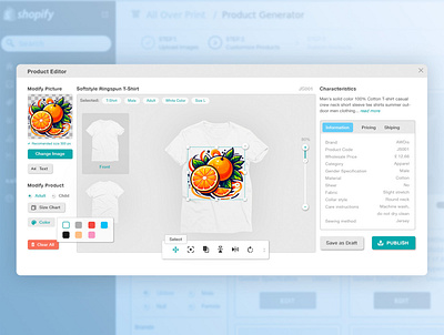 All Over Print - Product Editor app ui ux web design