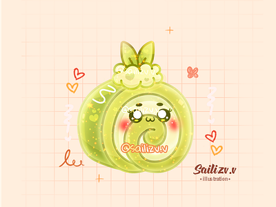 Swiss Roll menta by sailizv.v adorable adorable lovely artwork concept creative cute art design digitalart illustration