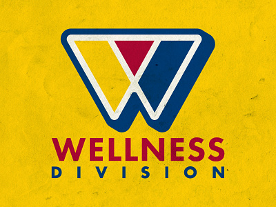 Wellness Division blue brand and identity design logo logo design red yellow