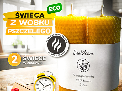 Infografika dla BeeBloom "Świeca z wosku pszczelego" ad design graphic design infografic typography