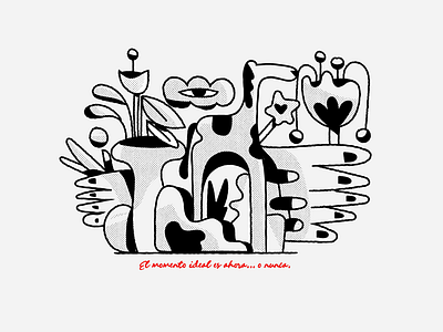 El momento es ahora blackandwhite concept design doodle eye flowers graphic design hand horse illustration line logo now plants star vector