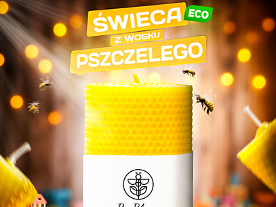 Reklama dla BeeBloom "Świeca z wosku pszczelego" ad branding design graphic design infografic logo typography