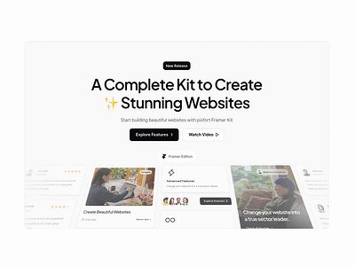 pixkit — A Complete Framer Kit 3d animation branding cms components framer gradient icons kit light pixfort pixkit product saas showcase template ui ux web design websites