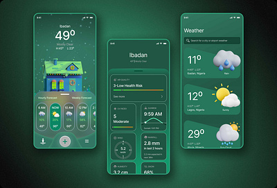 Weather Forecast Screens 3d app design mobile mobile design product design ui ui design uiux