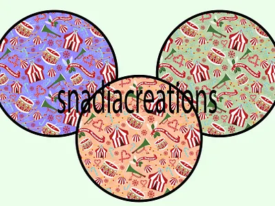 Circus Christmas circus christmas decoration design fabric designer fun holiday home decor maximalism modern party seamless pattern textile pattern designer vector wallpaper design western