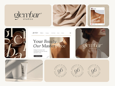 Glembar Studio Logo l Visual Identity aesthetic logo beauty logo beige brand brand identity branding cosmetic logo feminine feminine logo graphic design logo logo maker logo visual social media spa logo type logo typhography visual website woman logo