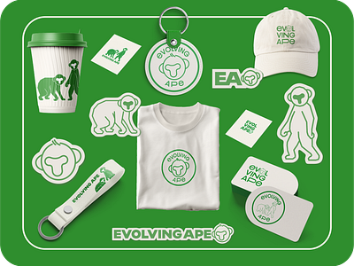 Evolving Ape branding graphic design illustration logo mock ups