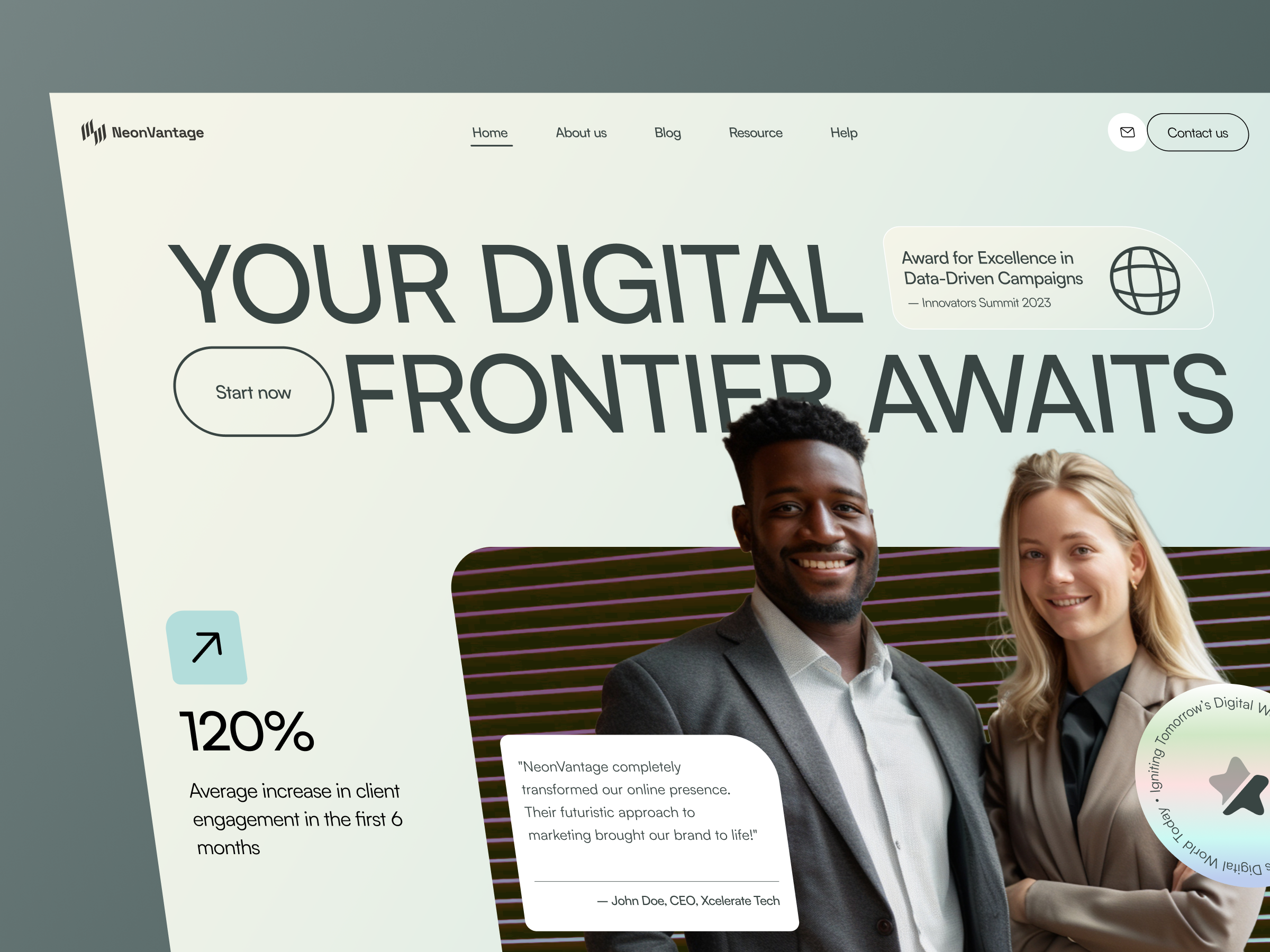 Example of NeonVantage - Digital Agency (Hero)