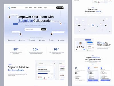 CollabNow - Team Collaboration Saas Landing Page clean design design landing page landing page design minimalist minimalist design saas saas landing page saas website task management task management website team collaboration team collaboration website team management team management website ui ui design uiux website website design