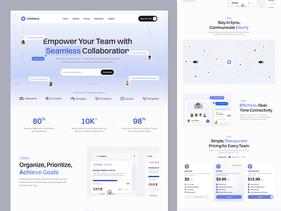 CollabNow - Team Collaboration Saas Landing Page clean design design landing page landing page design minimalist minimalist design saas saas landing page saas website task management task management website team collaboration team collaboration website team management team management website ui ui design uiux website website design