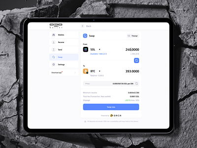 P2P Wallet / Swap UI (Full flow, 7 screens inside) appdesign blockchainapp cleanui cryptocurrencyexchange cryptoswap cryptotrading cryptowallet digitalwallet financeapp financialtechnology fintechui interfacedesign minimalistdesign mobileappdesign modernui tabletdesign uidesign userinterface