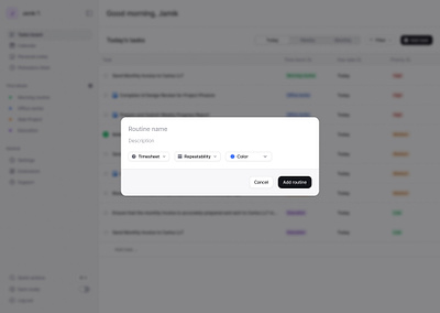 Add new routine ✨ button field inline input modal select task task manager trello