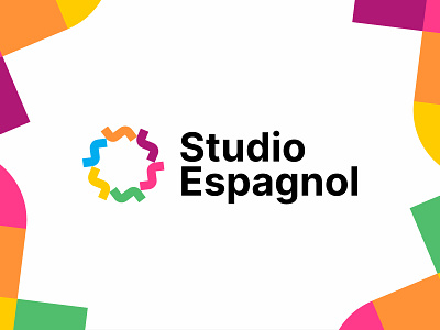 Studio Espagnol logo design: S letter, sun, seal, tilde branding certificate classes courses education espana fun language learn lessons letter mark monogram logo logo design modern s seal spain spanish teach teacher