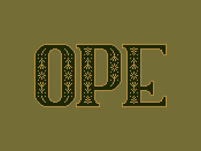 Ope Typographic Design cottagecore cozy cross stitch folk art font letterform letters midwest minnesota ope pixel pixel art typeface typographic typography