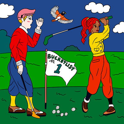 Nice shot! Illustration activity artwork character drawing field golf graphic design illustration korean outdoor shot sports