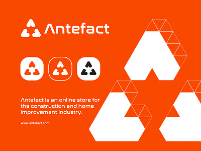 Antefact | Online store for the construction a abstract logo app app design app logo brand branding construction graphic design icon logo logo a logo creation logo design minimal logo modern logo orange software ui