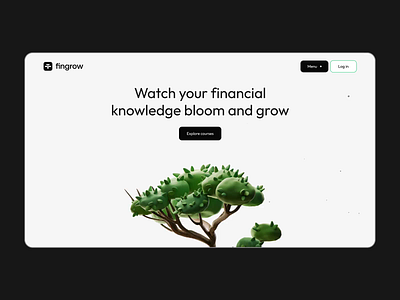 Fingrow - Financial Courses Landing Page 3d animation design figma illustration minimal motion graphics ui web website