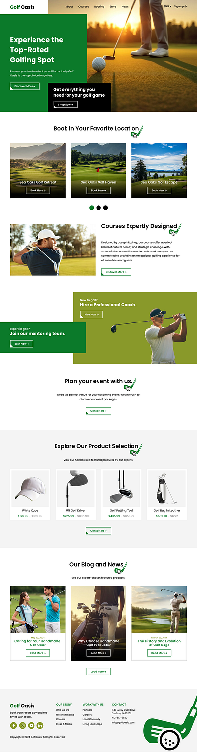 Golf eCommerce Website Design ecommerce golf landing page store ui uiux web design website website design