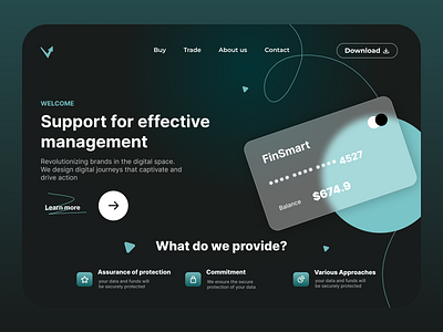 Finance Landing Page Design android black blue clean colorful dark dark theme finance finance landing page green interface landing page light theme minimal ui ux uxui uxui design web web interface