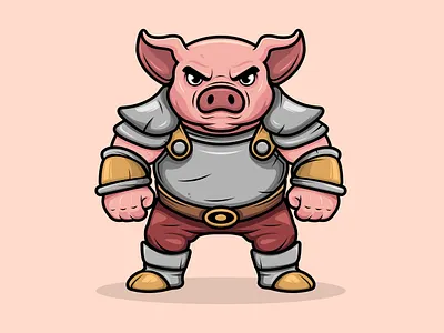 Pig Warrior Character Mascot Vector Style art cartoon character design digital art digital illustration graphic design illustration logo vector warrior