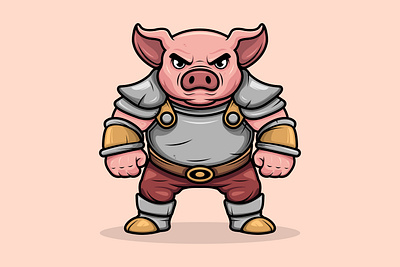 Pig Warrior Character Mascot Vector Style art cartoon character design digital art digital illustration graphic design illustration logo vector warrior