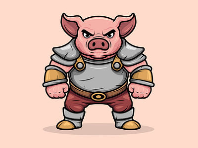 Pig Warrior Character Mascot Vector Style art cartoon character design digital art digital illustration graphic design illustration logo vector warrior