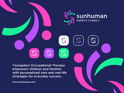 SunHuman | Brand identity app app design branding care graphic design human icon kids logo logo abstract logo brand logo design logo minimal logo modern logo s minimalist palyfull s sun ui