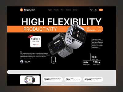 Smart Watch Header Concept ai dribbble firqah firqah lab landing page design smart watch ui uiux watch watch header watch landing page watch website web design website design