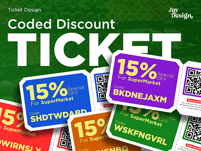 Coded Discount Ticket (supermarket discount ticket) coded cupon discount graphic design green lightcolor small supermarket ticket tickets