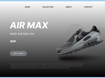 NIKE AIR MAX 90 webpage redesign figma product design uiux webpage design