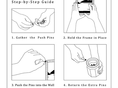 How to Hang a Frame on a Wall 2d illustration adobe illustrator how to guide illustration instruction instruction illustration instruction manual step by step guide vector vector illustration