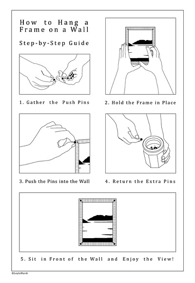 How to Hang a Frame on a Wall 2d illustration adobe illustrator how to guide illustration instruction instruction illustration instruction manual step by step guide vector vector illustration