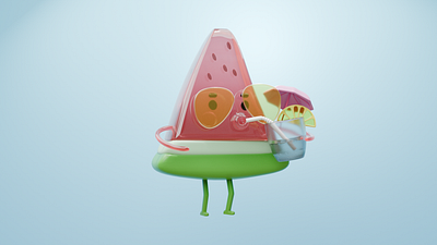 Watermelon 3D 3d branding graphic design ui