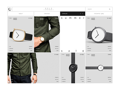 E-commerce Design. Watch Store bold brutal clock design e commerce man men shop store style watch web