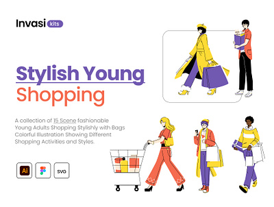 Fashionable Youth Activities Shopping design fun graphic design illustration shopping ui web design youth