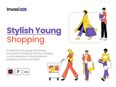 Fashionable Youth Activities Shopping design fun graphic design illustration shopping ui web design youth