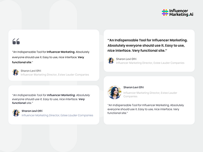 Influencer Marketing AI - Testimonial alternatives creative design designer dribbble figma interface testimonial ui uidesign uiux userexperience userinterface ux uxdesigner uxui webdesign webdesigner website websitedesign