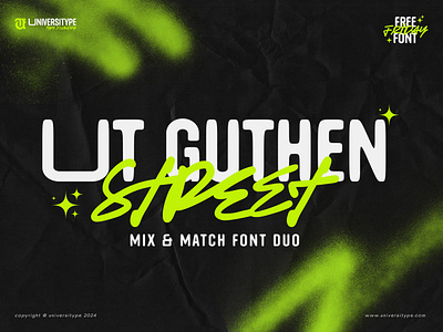 Free Font - UT Guthen Street : A Font Duo behance branding design dribbble font font duo free font free typography graphic design illustration logo type design typography ui universitype