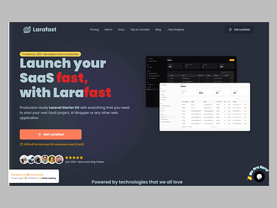 Larafast - Before → After b2b b2b service before and after clean design comparison design roast figma hero section landing page motion graphics roast saas tech ui uiux user experience user interface ux web design website