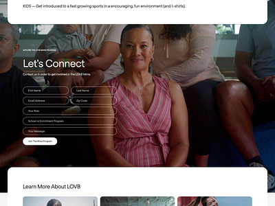 LOVB — Contact Form athlete background chorus contact contact form design desktop form image info input league player product design section sport ui ux web website