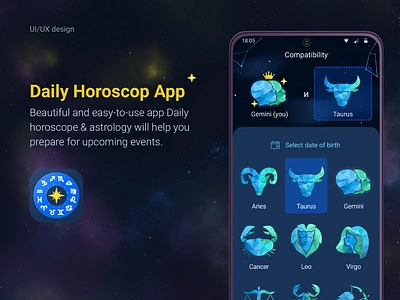 Daily horoscope - Mobile App app design graphic design horoscopp ui ux